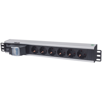 Intellinet 711432 rozdzielacz zasilania PDU 6 x gniazdo sieciowe 1.5U Czarny, Szary