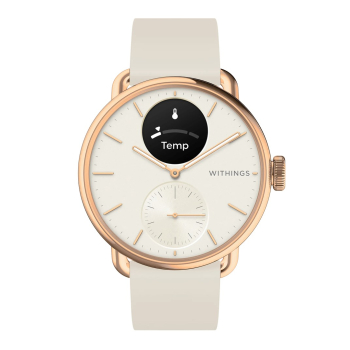Zegarek hybrydowy Withings ScanWatch 2 - Stal nierdzewna - Hybrydowy inteligentny zegarek z paskiem - Fluoroelastomer - Rozmiar nadgarstka: 146-211 mm