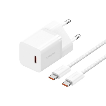 Ładowarka Baseus GaN5 mini 1C 30W EU+kabel USB-C (moon white)