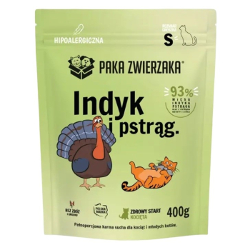 Paka Zwierzaka Indyk z pstrągiem kocięta "S" 400g
