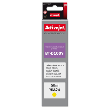 Activejet AB-D100Y Buteleczka z tuszem z atramentem (zamiennik Brother  BT-D100Y; Supreme; 50 ml; żółty)