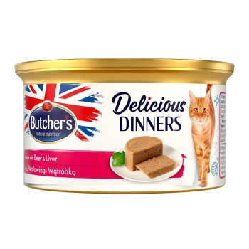 Butcher’s Delicious Dinners Cat- mokra karma dla kota  z wołowiną i wątróbką w formie musu - puszka - 85 g