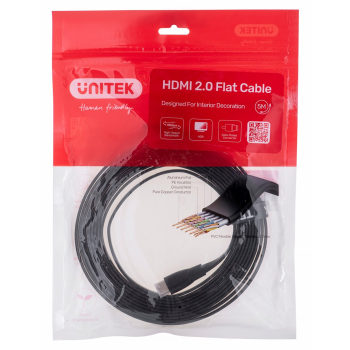 UNITEK KABEL HDMI 2.0 4K60HZ,PŁASKI,5M,C11063BK-5M