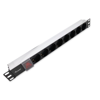 Equip 19" Steckdosenleiste 8xSchuko+Switch->St.90Â° si.  Alu.