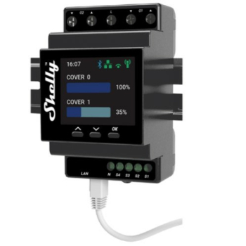 Shelly Pro Dual Cover / Shutter PM przekaźnik zasilający Czarny