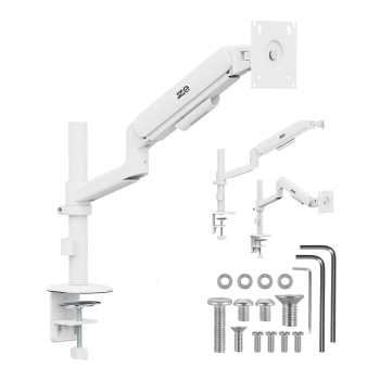ERGO OFFICE UCHWYT / WIESZAK NA MONITOR SPRĘŻYNA GAZOWA, 17"-32", 1-10KG, BIAŁY MAT, MAX. VESA 100X100 ER-691 W