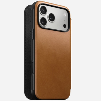 NOMAD Modern Leather Folio - skórzane etui do iPhone 17 Pro Max kompatybilne z MagSafe (english tan-c) [go]
