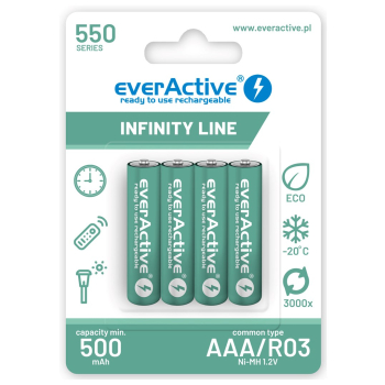 EVERACTIVE AKUMULATORKI R03/AAA NI-MH 550 MAH INFINITY LINE - BLISTER 4 SZTUKI EVHRL03-550