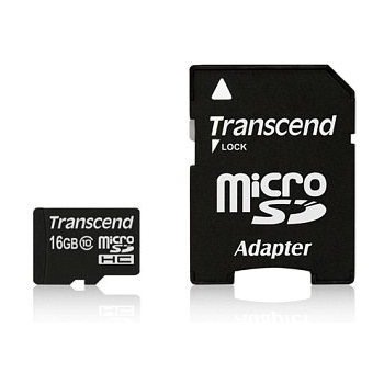 SD microSD Card  16GB Transcend SDHC UHS1 w/adapter