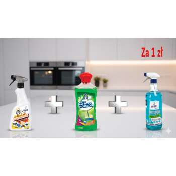 MILL Odplamiacz+Płyn do podłóg Konwali+Płyn do szyb