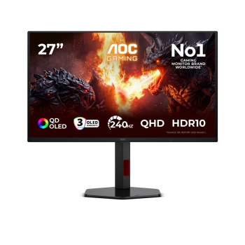 AOC G4 Q27G4ZDR monitor komputerowy 67,3 cm (26.5") 2560 x 1440 px Quad HD QD-OLED Czarny, Czerwony