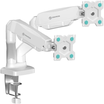 ONKRON G-160-W Uchwyt biurkowy obrotowo-nachylny do dwóch monitorów 13-32" maks 8 kg, z obracaniem, biały