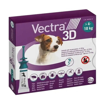 Ceva Vectra 3D dla psów 4-10kg pipety przeciw pasożytom 3szt