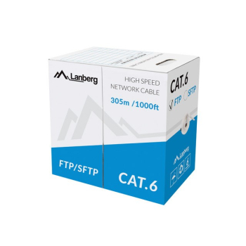 Kabel sieciowy Lanberg LCU6-11CU-0305-S (UTP; 305m; kat. 6; kolor szary)