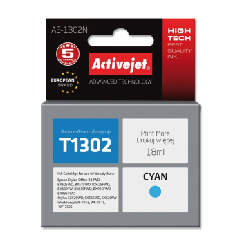 Activejet AE-1302N Tusz (zamiennik Epson T1302; Supreme; 18 ml; niebieski)