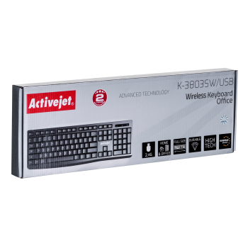 Activejet K-3803SW Klawiatura bezprzewodowa zasilanie baterią 1x 1,5V AAA czarna