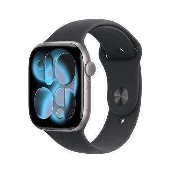 Apple Watch Series 11 GPS + Cellular 46mm Aluminiowa koperta w kolorze gwiezdnej szarości z czarnym paskiem sportowym - S/M (MFC94ZR/A)