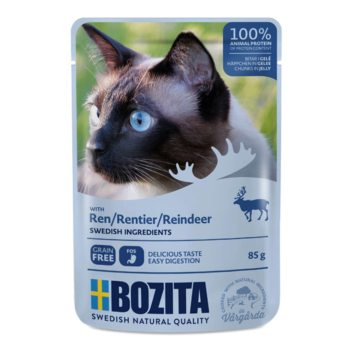 BOZITA Mięsne kawałki w galarecie z reniferem - saszetka dla kota - 85g