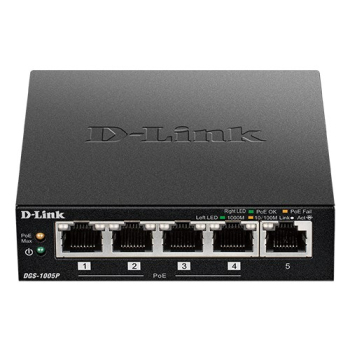 D-Link DGS-1005P/E łącza sieciowe Nie zarządzany Gigabit Ethernet (10/100/1000) Obsługa PoE Czarny