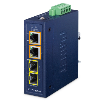PLANET IP30 Compact size 2-Port IGTP-2205AT konwerter sieciowy Niebieski