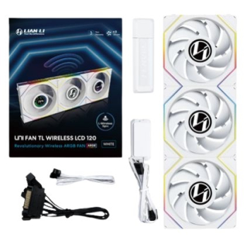 Wentylator Lian Li UNI FAN TL Wireless LCD 120 3-pack biały (12TLLCD1W3W)