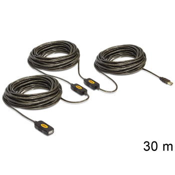 DeLOCK 30m, USB2.0 - USB2.0 kabel USB USB A Czarny