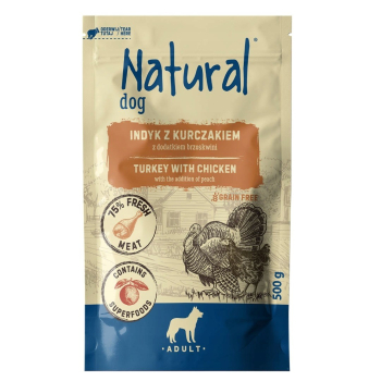 NATURAL Indyk z Kurczakiem z dodatkiem brzoskwini mokra karma dla psów 500g