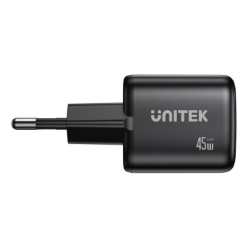 UNITEK ŁADOW. SIECIOWA 2X GAN 45W, 2XUSB-C PD 3.0, QC, CZARNA