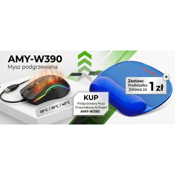 Activejet mysz Podgrzewana AMY-W390 + Activejet podkładka pod mysz czarna żelowa za 1 zł