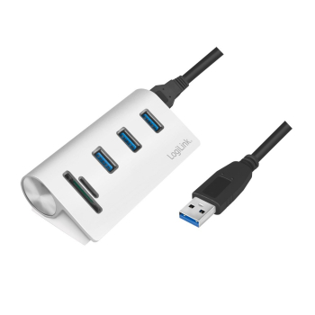 LogiLink CR0045 huby i koncentratory USB 3.2 Gen 1 (3.1 Gen 1) Type-A 5000 Mbit/s Srebrny