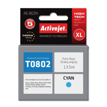 Activejet AE-802N Tusz (zamiennik Epson T0802; Supreme; 13.5 ml; niebieski)