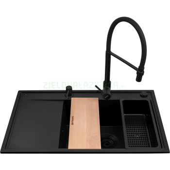 Zlew CAMEA (79x50) 1B 1D R Black Edition + Bateria SERINA