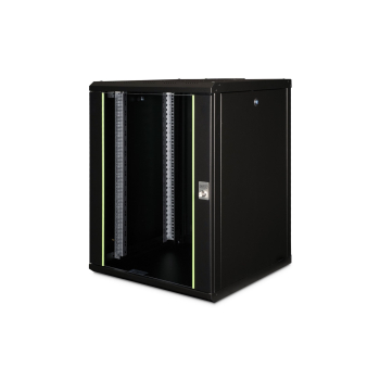 Szafa sieciowa wisząca Unique 19" 16U rack 600x600, drzwi szyba, czarny, niedzielona, złożona, 100kg