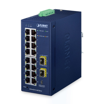 Planet IGS-4215-16T2S-U IP30 Industrial L2/L4 16-Port 10/100/1000T + 2-Port 100/1000X SFP Managed Switch