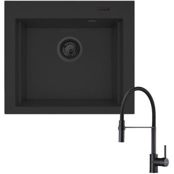 Zlew. SIROS (57x51,5) 1B Black Edition + Bateria SERINA