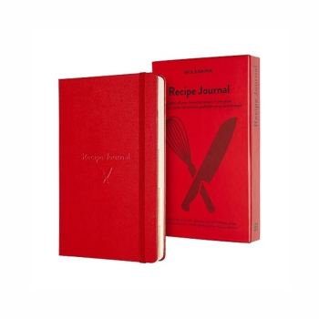 Moleskine Czerwony notatnik Passions to elegancki, 400 stron przepiśnik w twardej oprawie i etui, który dzięki dedykowanemu układowi stron oraz naklej