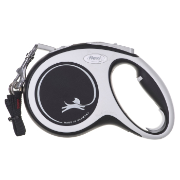 Smycz flexi automatyczna New Comfort M taśma 5 m - dla psa do 25 kg, kolor czarny