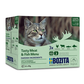 Bozita Kawałki w Galaretce z Rybą i Mięsem Multibox  - mokra karma dla kota - 12 x 85 g