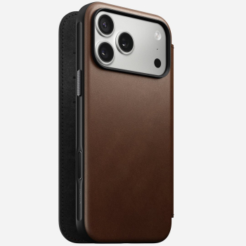 NOMAD Modern Leather Folio - skórzane etui do iPhone 17 Pro Max kompatybilne z MagSafe (brown) [go]