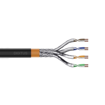 Digitus Kabel instalacyjny zewnętrzny suchy kat.7, S/FTP, AWG 23/1, PE, 100m, czarny, szpula