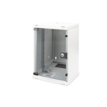 Szafa sieciowa wisząca 10" 9U rack 312x300, drzwi szyba, szary, niedzielona, złożona, 30kg