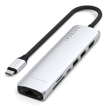 Satechi USB-C 7-w-1 Slim Multi Port Adapter Ethernet Srebrny