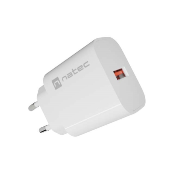 NATEC ŁADOWARKA SIECIOWA RIBERA 1X USB-A 18W BIAŁA