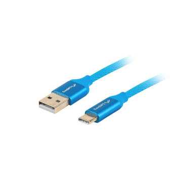 Kabel Lanberg Premium QC 3.0 CA-USBO-22CU-0005-BL (USB 2.0 typu A M - USB typu C M; 0,50m; kolor niebieski)