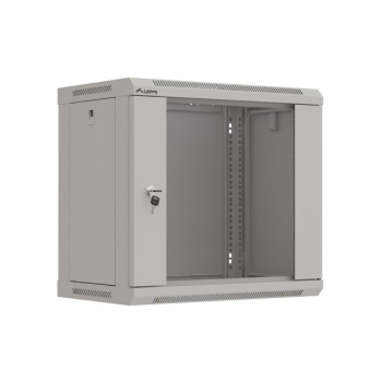 Szafa instalacyjna Rack wisząca 19" 9U 540x350 szara Drzwi przeszklone Lanberg (flat pack)