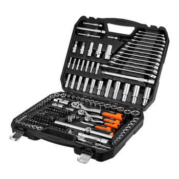 Zestaw kluczy nasadowych 1/2", 3/8", 1/4", 220 szt., satynowy