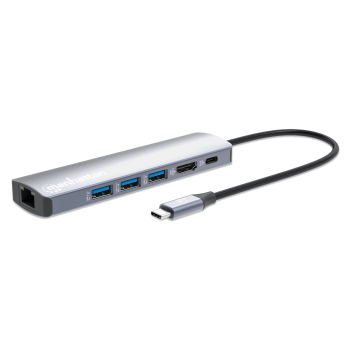 MANHATTAN 6-in-1 4K USB-C Dockingstation 1xHDMI 3xUSB 5 Gb/s