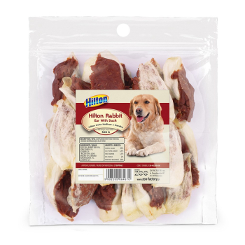 HILTON Ucho królicze z kaczką - gryzak dla psa - 500g