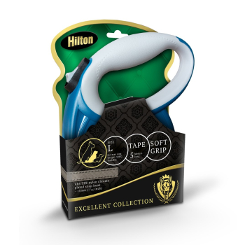 HILTON SMART DOG TAPE L GRANATOWO-SZARA SMYCZ AUTOMATYCZNA 5M  DLA PSA DO 30KG
