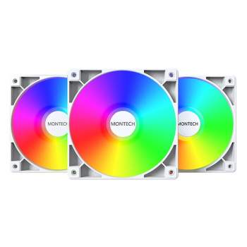 Wentylator Montech GF120 PWM ARGB, 3 szt. - 120mm, biały